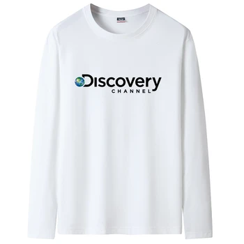 100% Pamut, Minőségi Férfi póló egyszínű Ruha Férfi Hosszú Ujjú Discovery Channel Tavasz, Ősz Férfi Felsők Golf