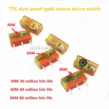 100 TTC por arany sorozat egér mikro kapcsoló 3 Pin arany mágneskapcsoló 30M 60M 80 millió kattintás életre egér gomb kapcsoló