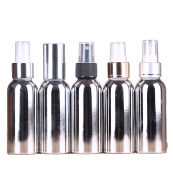 100ml Fényes Ezüst Spray Palackot Alumínium Újratölthető Parfüm Üveg Üres Kozmetikai Konténerek Gyönyörű Utazási Üveg 10db/sok