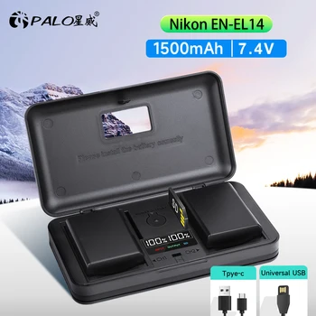 1500mAh EN-EL14 HU-EL14A EL14 Kamera Akkumulátor+LCD Dual USB Töltő Nikon D3100 D3200 D3300 D3400 D5600 D5100 D5200 P7000