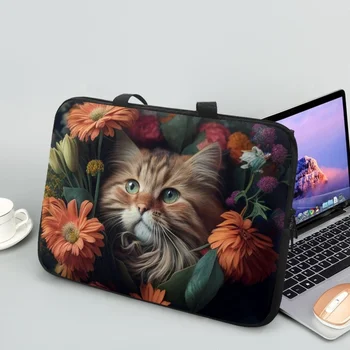 2023 Virág Macskák Nyomtatás Laptop Táska HP Dell Asus Apple Huawei Univerzális Úti Táska 10.12.13.15.17 Colos Számítógép Esetében