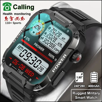 2023 Új 1.85 Szabadtéri Katonai Intelligens Karóra Férfi Bluetooth Hívás Smartwatch A Huawei Android IOS IP68 Vízálló Fitnesz Órák