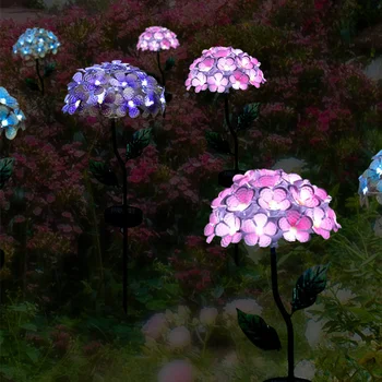 2db LED-es Napelemes Lámpák Kerti Hortenzia Macrophylla Szimuláció Virág Földre Beillesztése a Szabadban Villa Udvarán Kerti Lámpák Dekor