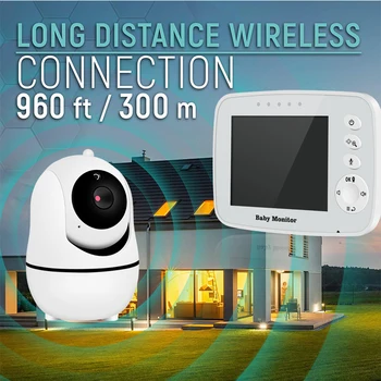 3.2 Inch LCD Kijelző 360Degree PTZ 4X Digitális Zoom Baba Monitor 120Degree Széles Látószögű Dadus Kamera Hőmérséklet Kijelző Bébiszitter