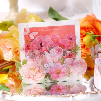 300cm/roll Művészi Virág PET Szalag Esztétikai Kreatív Rose Keze Fiók Anyag DIY Napló Napló Dekoratív Írószer Szalag