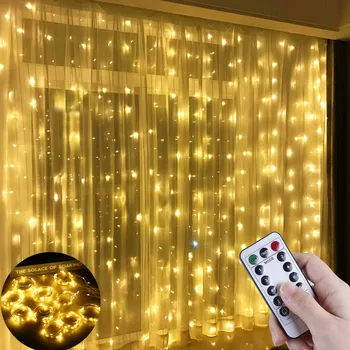 3M LED Függöny Garland Az Ablakon USB String tündérfény Girland a Távoli Karácsonyi Esküvő Garland Led Világítás Dekoráció