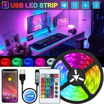 5M LED Szalag Lámpa USB-Bluetooth-RGB 5V-os RGB LED Lámpák Rugalmas Lámpa Szalag Szalag TV Asztal Képernyő Háttérvilágítás Dióda Dekoráció