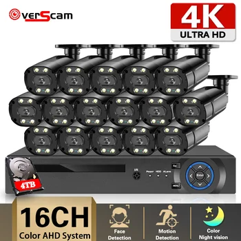 A 4K 16CH AHD DVR Biztonsági Kamera Rendszer 8 MEGAPIXELES HD Kamera, IP66 Vízálló, Színes éjjellátó CCTV Biztonsági Kamera Készlet