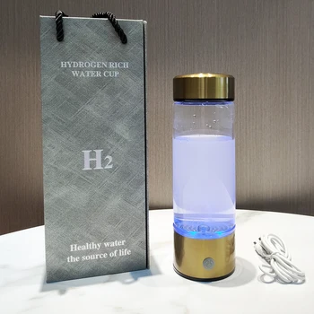 A hidrogén Víz Generátor de Lúgos víz Készítő Újratölthető Hordozható Víz Ionizáló Ezüst Üveg, Arany vagy Ezüst Ajándék Doboz