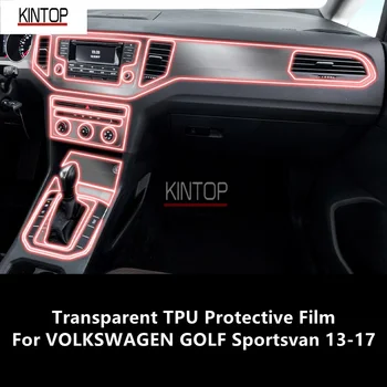 A VOLKSWAGEN GOLF Sportsvan 13-17 Autó Belső középkonzol Átlátszó TPU Védőfólia Anti-karcolás Javítás Film