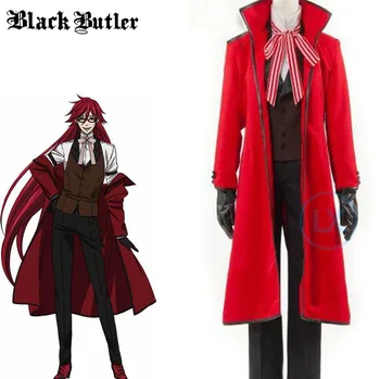 Anime Fekete Butler Cosplay Jelmezek Halál Shinigami Grell Sutcliff Piros Egységes Ruhát, Szemüveget Karnevál Halloween-Nők, Férfiak