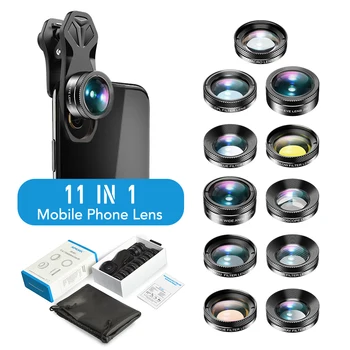 APEXEL 11 1 kamerás Telefon Lencse Kit széles látószögű makró Színes/grad CPL Szűrő ND Csillag Szűrő iPhone Xiaomi minden Okostelefon
