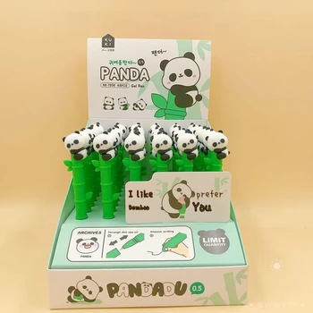 Aranyos Panda Szilikon Gél Toll 48db Fekete 0.5 mm, Írás Folyékonyan Folyamatos Tinta a Diákok Megtanulják Stationery Office Ajándék Nagykereskedelem