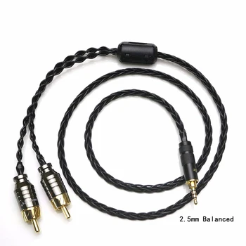 Audiocrast 2.5/3.5/4.4 mm Kiegyensúlyozott Férfi-2 RCA Férfi Elosztó Audio Kábel 24AWG OCC Ezüst bevonatú Kábel fejhallgató Player