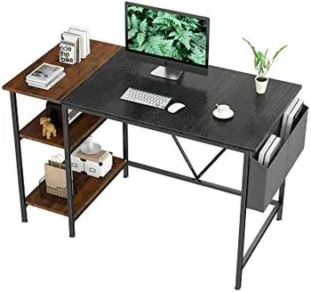 colos Számítógép Asztal, 2-Tier Könyvespolc Home Office Írás Munkaállomás Íróasztal Modern, Egyszerű Stílus, Laptop Asztal Storag