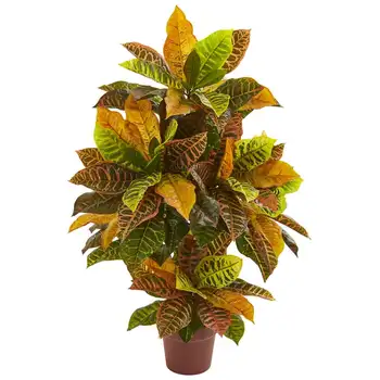 Croton Mesterséges Növény (Igazi ), Narancssárga Kötött virágok Szépsége, valamint a fenevad party dekoráció Zöld művirágok Palm l