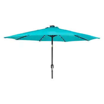 Deluxe Napelemes LED Égő Terasz Esernyő - 9' - (Páva, Kék)