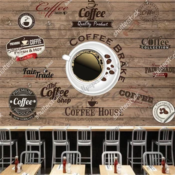 Egyedi, Fából Készült Kávét Háttérkép Ipari Dekoratív Falfestmények Kávézó, Étterem, Kávézó Háttér Tapéta Papírt Tapiz
