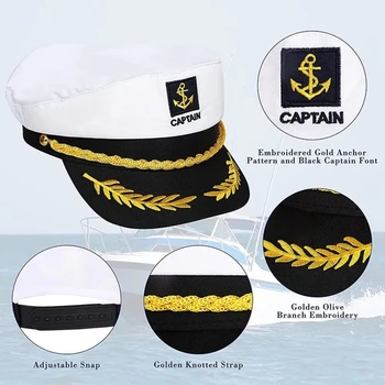 Felnőtt Yacht Katonai Sapka Hajó Kapitány A Hajó Tengerész Kapitány Jelmez Kalap Állítható Kap Tengerészet Tengeri Admirális, A Férfiak A Nőket