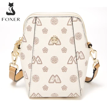 FOXER Design PVC Bőr Levelet Nyomatok Lány Vállát Kors Táska Évjárat Messenger Bags Nők Utazási Vegán Hölgy Telefon Zseb