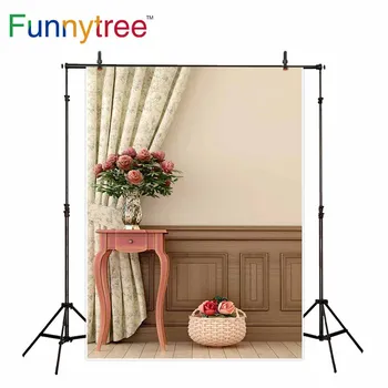 Funnytree hátteret fotográfiai stúdió, Provence-i stílusú szoba, fedett virágok függöny háttér photocall photobooth nyomtatott