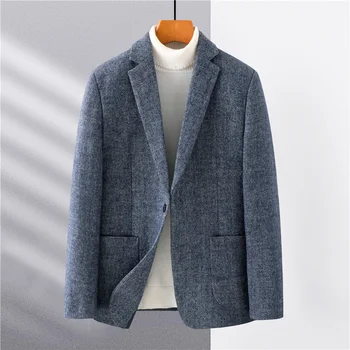 Férfi Smart Casual Klasszikus, Kényelmes, Gyapjú, Vékony Ruha kabátok 2024-es Őszi-Téli Férfi Üzleti Blézer Kabát