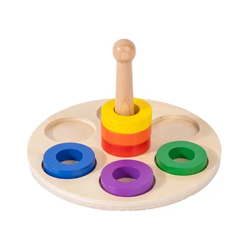 Gyerek Montessori Játék csecsemő, Kisgyermek Oktatási Anyag Fiú Lány Tanulási Eszközök Színes Gyűrűt, Fa Stack Óvoda Blokkok
