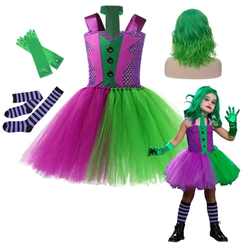 Halloween Jelmez Gyerekeknek Zöld Lányok Tutu Ruha Gyerekek Cosplay Ijesztő Bohóc Jelmez Lány Farsangi Maskara Party Dress Up 2 éves kortól 12 éves korig