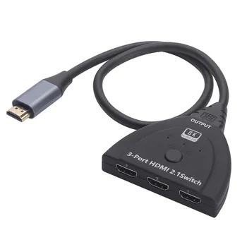 HDMI2.1 3 1-Kapcsoló-Kábel 3-Port Kapcsoló Választó Támogatja a DTS/Dolby/HDCP2.3,8 K@60Hz HDMI 2.1 A PS4/5 Játék Konzol PC