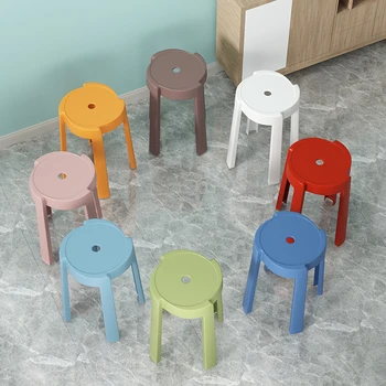 Háztartási Szék Szék Megvastagodott Északi Egyszerű Rakható Műanyag Asztal Pad Kerek Széken Nappali Cipő Csere Magas szék