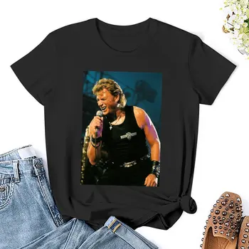 Johnny Hallyday Mort 100% Pamut Mozgás Grafikus Vintage Tshirt kiváló Minőségű Szabadidő Eur Méret