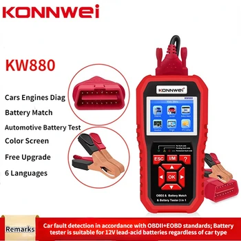 KONNWEI KW880 Autók, Motorok Diag Autóipari Akkumulátor Teszt Akkumulátor Mérkőzés 3 1 Autó Diagnosztikai Eszköz Színes Képernyő Ingyenes Frissítés