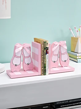 Könyvtámasz a Gyerekek Aranyos Room Decor Rózsaszín Balett Cipő Asztal Tartozék Könyv Szervezők Tároló Fa Amerikai Stílus Háztartási cikkek