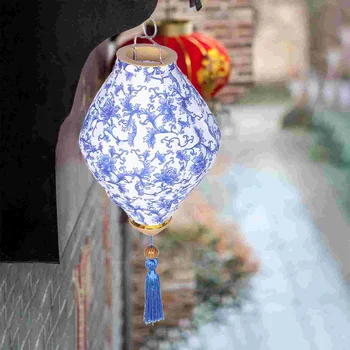 Lámpa Dekoráció, Dekoratív Kültéri Kék-Fehér Porcelán Ünnep Kínai Fesztivál Selyem Ruhát, Kerti Lámpások