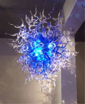 Modern Kézzel Fúvott Üveg Csillár Étkező Dekoráció Nagy Luxus Sötét Kék Mennyezeti Lámpa Art LED