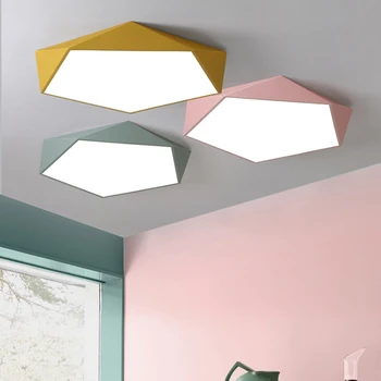 Modern minimalista ultra-vékony geometriai forma mennyezeti lámpa macarons színes festék vas LED fényerő világítási hálószoba akril lámpák