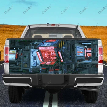 Pixel Art Teherautó Hátsó Wrap HD Matrica Grafika Egyetemes Alkalmas Teljes Méretű Teherautók Időjárásálló & autómosó Biztonságos