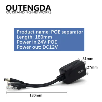 POE Splitter Átalakítani, 24V, hogy 12V DC Áram elosztó hálózaton keresztül kábel IP kamerákkal