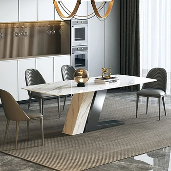 Posztmodern Minimalista Márvány Asztal Fény Luxus Olasz Stílus Északi Rock Testület Étkező Asztal, Szék, Bútor, Otthon