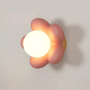 Rózsaszín Fehér Virág Fali Gyertyatartó Hálószoba Kreatív gyerekszoba Dekoráció, Lámpák, Egyszerű, Modern, Skandináv ágy mellett, a Kis LED-es Világítás