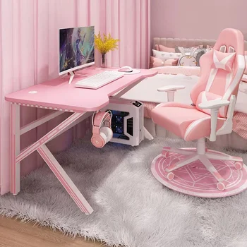 Rózsaszín Játék Asztal Lányok Íróasztal, Laptop Asztal Számítógép Asztal fehér Live Gamer Otthon Élő Asztal Hálószoba Asztali Gamer Íróasztal