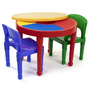 Szerény Legénység Gyerekek 2-in-1 Műanyag Szárazon törölhető, valamint a Tevékenység Asztal, 2 Szék Szett, Vörös, Green & Blue gyerek íróasztal