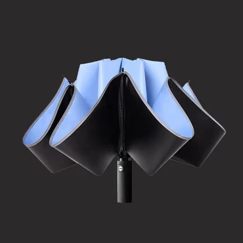 Teljesen Automatikus Összecsukható Fordított Esernyő Esernyő Tíz Csontok Szélvédő Rost Fényvisszaverő Csík Esernyő Guarda Chuva Parapluie