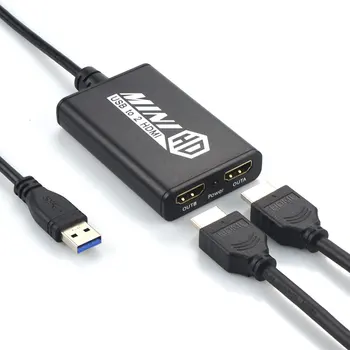 USB DUAL HDMI Adapter Kompatibilis a Windows7/8/8.1/10 Támogatja a 3.5 mm-es Jack,Kiterjesztése 2 különböző kép a PC, Laptop, Projektor