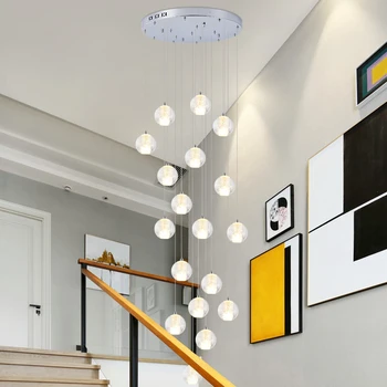Villa Duplex Lépcsőház Világítás Egyszerű, Modern Rulírozó Lépcsőházban Hosszú Medál, Lámpák Bemutató Étterem LED Lóg Fény Spirál