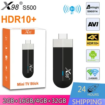 X98S500 Smart Android TV Box Digitális TV Stick Amlogic S905Y4 Android 11.0 2.4 G&5G Kettős WiFi 4K HDR10+ AV1 Ethernet X98S 500