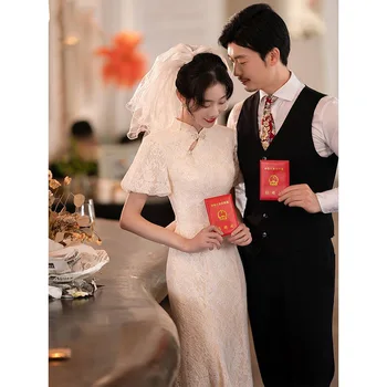 Yourqipao Kínai Cheongsam Javult Pirítós Ruha 2023 Új Esküvői Bál Celebrity Ruha Nők Este Eljegyzési Ruha