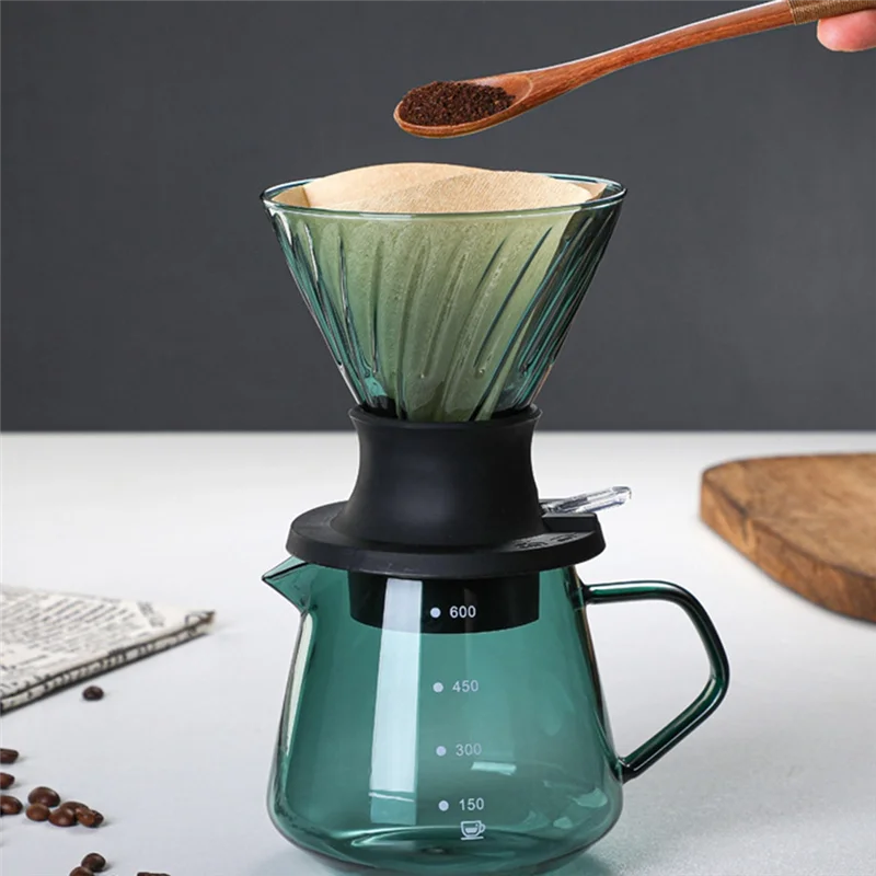 600ML Merítés Dripper Kapcsoló Üveget Öntsük Kávéfőző V Alakú Csepp Kávé Dripper, valamint Szűrők Átlátszó