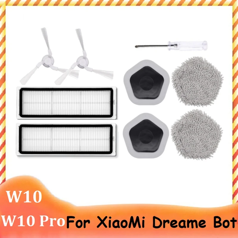 9Pcs A Xiaomi Dreame Bot W10 & W10 Pro Robot Porszívó Készlet HEPA Szűrő Oldalsó Kefe Felmosó Ruhával Mop Jogosultja B