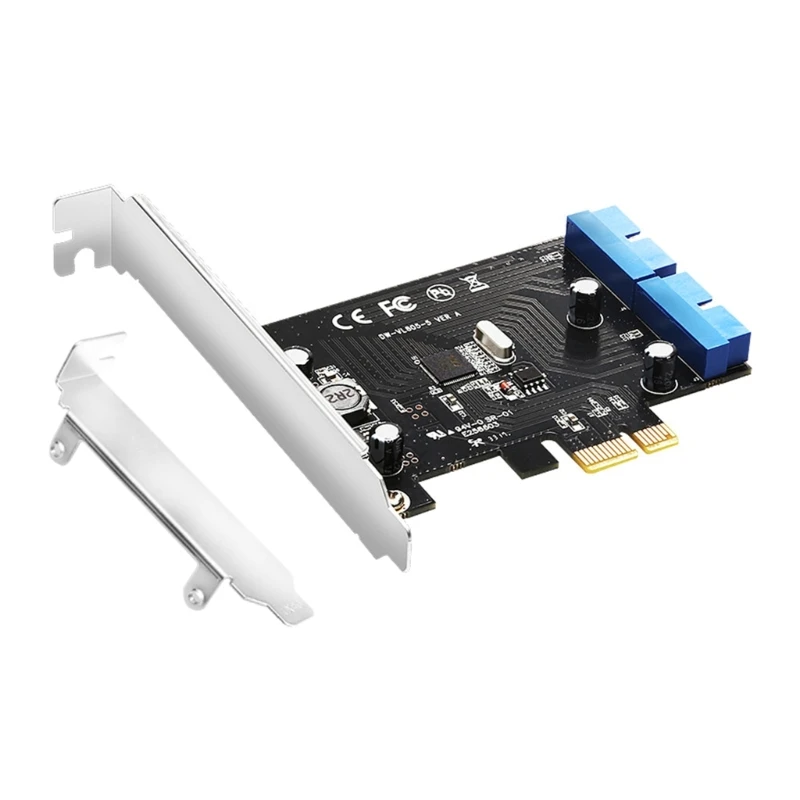 Super Sebesség PCIE, hogy 2x 20Pin USB3.0 Vezérlő Kártya pci-e X1 2 Portok USB3.0 Fejléc Adapter Alacsony Konzol